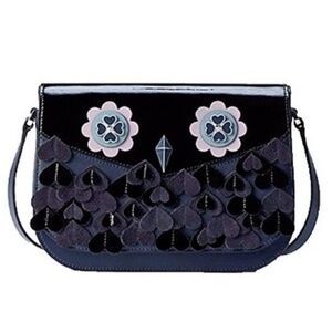 Kate Spade Zibbi Owl Medium Flap Leather Shoulder Bag in Nightcap Navy Blue
